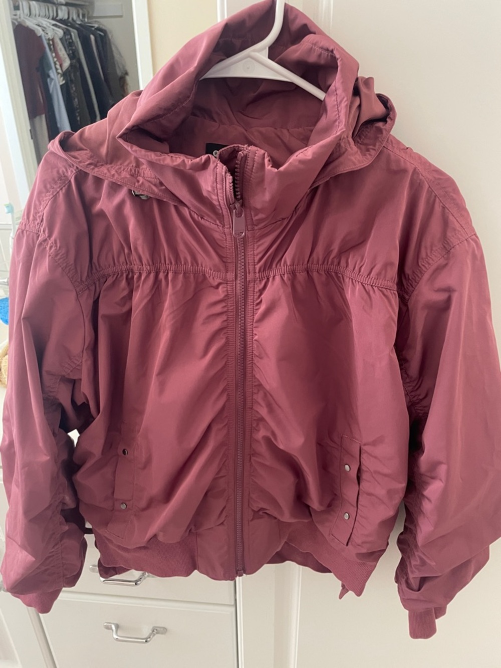 Athleta Dusty Rose Hooded Bomber Jacket — Like New